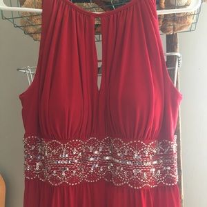 Long red bridesmaid dress